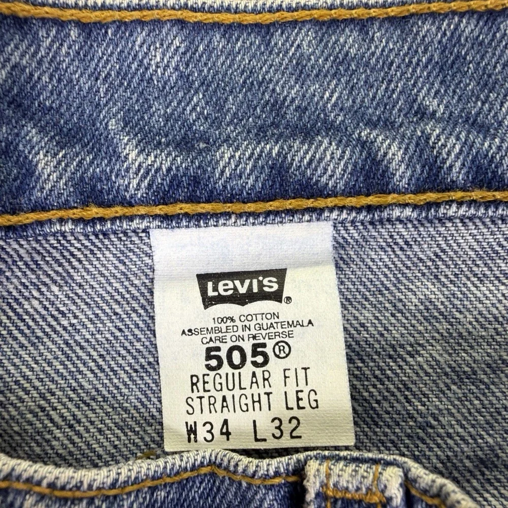 VTG‎ Levis Jeans Men 34 x 30 Straight Leg Medium Wash Red bat wing Made in USA